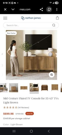 Mid-Century Fluted TV Console for 55-65" TVS