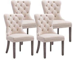 Velvet Dining Chairs Set of 4, Upholstered High-end Tufted Dining Room Chair