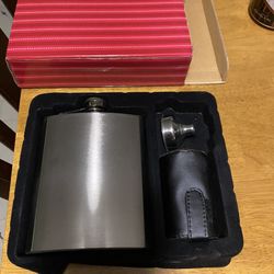 Brand New Flasks. Stainless Steel w/ shotglasses and funnel