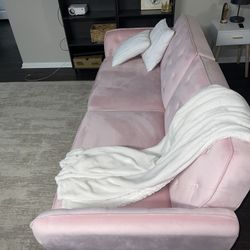 Pink Velvet Futon Couch