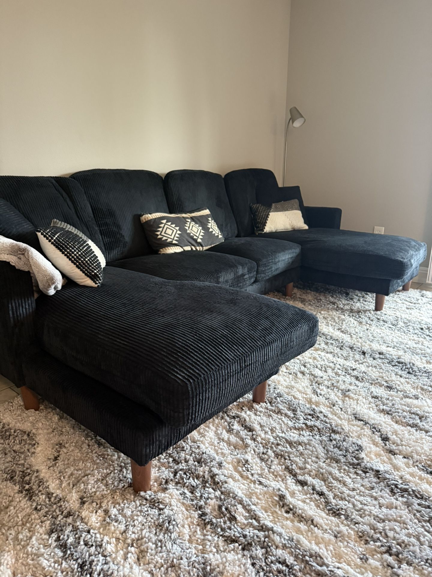 3 Week Old Corduroy Black Sectional Couch