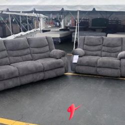 Brand New/ Gray Reclining Living Room Set/ Sofa And Loveseat/ Couches/ Delivery Available 