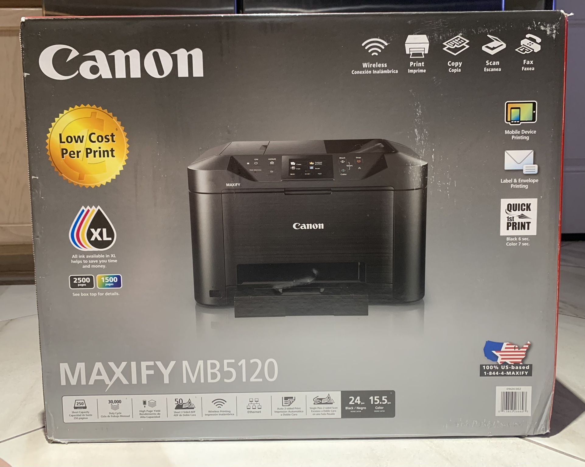 Canon Office and Business MB5120 All-in-One Printer, Scanner, Copier and Fax, with Mobile and Duplex Printing, Model:0960C002