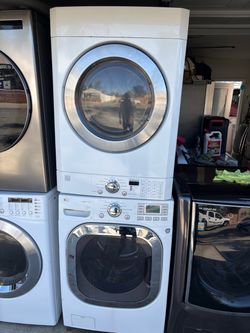 Lg Stackable Washer and gas dryer Excellent working condition Heavy duty W27 D30 H78 Washer 4.5 cu ft Dryer 7.3 cu fit 3 months warranty parts and