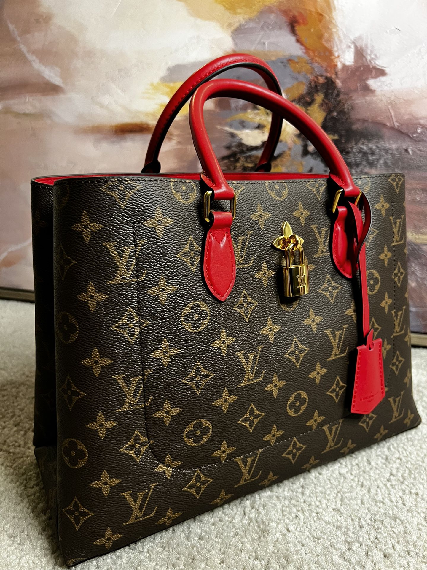 2020 Louis Vuitton Red Flower Tote