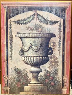 Decorative Urn Print on Gold Wooden Frame