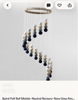Spiral felt ball mobile - neutral nursery (navy, gray, almond, white)