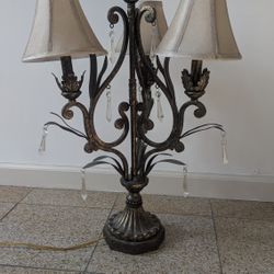 Vintage Ornate Crystal Lamps 3 Shade 