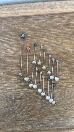Vintage Gemstone Cocktail & Demitasse Spoons – Set of 15