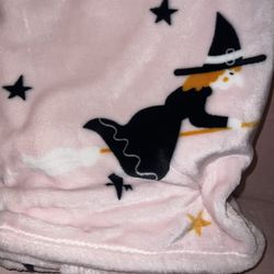 Pink Witch Halloween Blanket Throw 