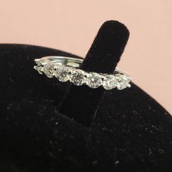 PASSED DIAMOND TESTER Moissanite S925 Posts Ajustable Lapel Ring. Comes With Certificate 