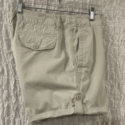 Eddie Bauer: Shaw Fit, Cuffed Beige Casual Shorts, Cotton, Size: 8