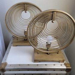 Set of 2 - WEST ELM Rowan Circle Table Lamps - Modern GOLD Design