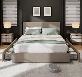 New queen bed with storage drawers