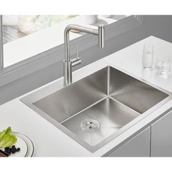 VESLA HOME 25 Inch Topmount Drop In Kitchen Sink 25" x 18" x 9",Brushed Nickel 518S