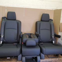 BRAND NEW BLACK LEATHER BUCKET SEATS WITH SEATBELTS AND MIDDLE SEAT 