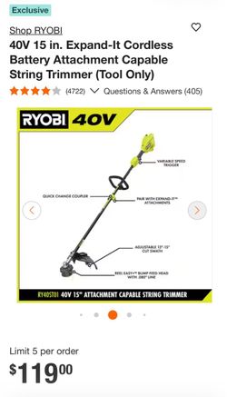 Ryobi 15in.. expand-it- cordless String Trimmer