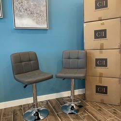 New 2 Gray Bar Stools 