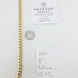 10k gold 8" miami cuban link bracelet 