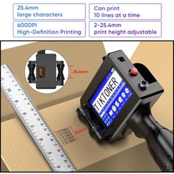 127T2 Handheld Inkjet Printer 1 inch Portable Handheld Printer 4.3 Inch Screen Quick Drying Ink Cartridge Inkjet Coding Machine Hand Printer for QR Co