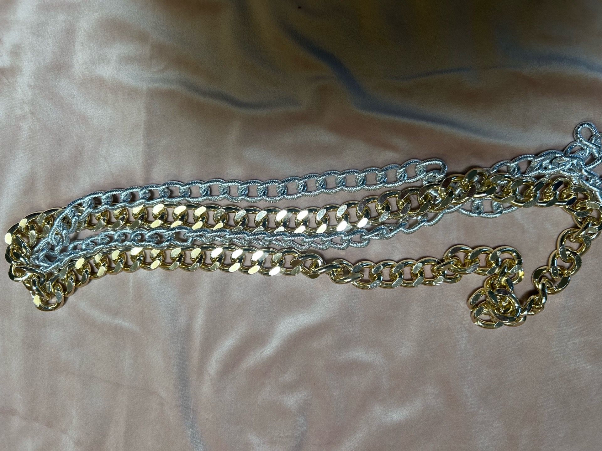 Gold and silver chain plus strands of costume pearls