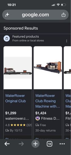 Water rower club excercise machine