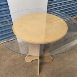 Glass Tabletop Wooden Table