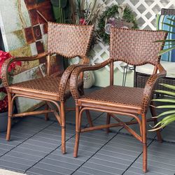 1990’s Vintage Bent Bamboo Basket Armchairs Set Of 2 