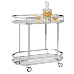 Silver Console Table - Silver Mini Bar - Silver/Metallic Console