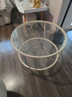 Round Glass Coffee Table with Metal Frame
