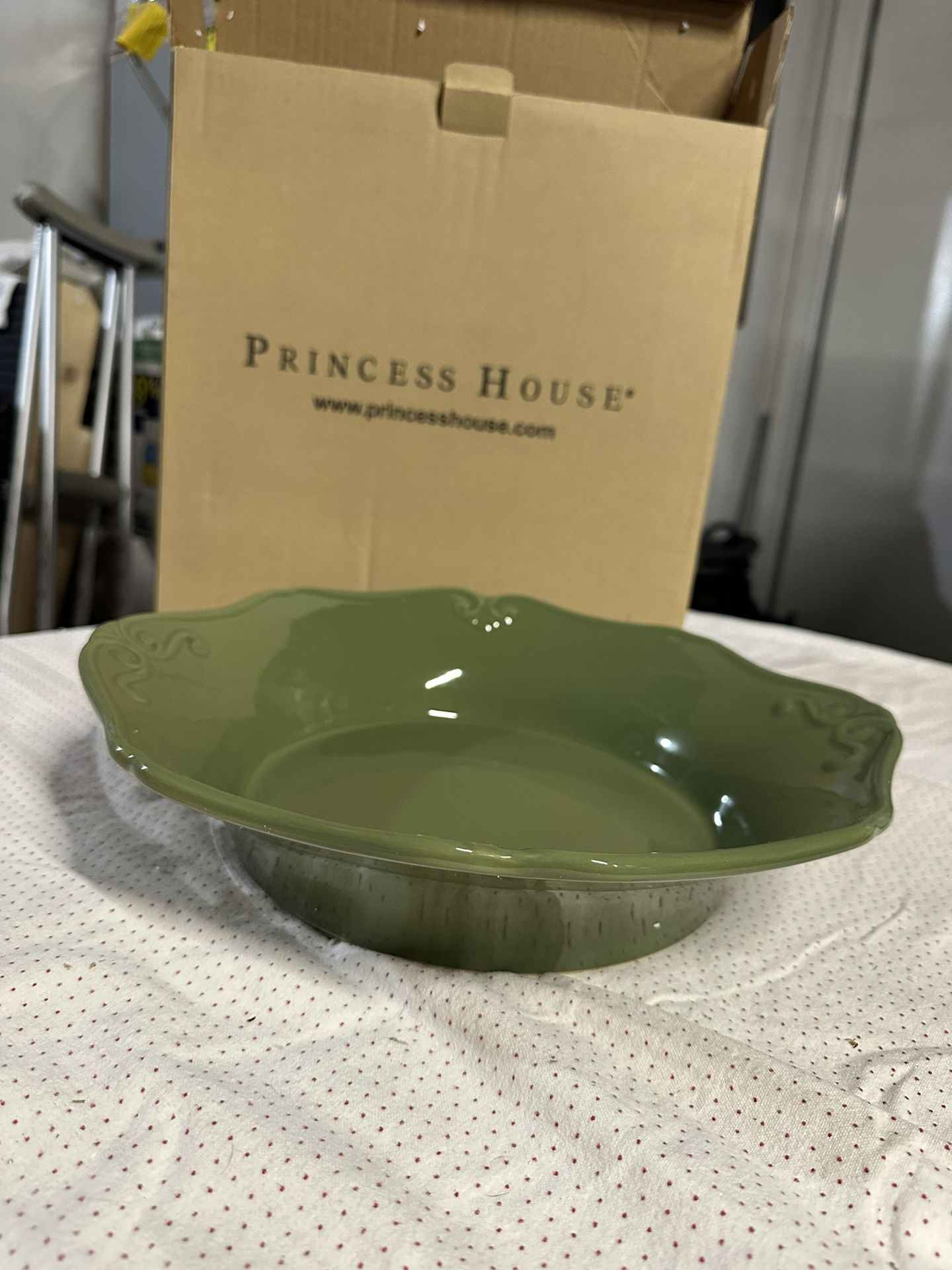 Princess House Pavilion Green Olive Large Pasta Bowl