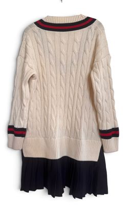 English FactoryCable Knit Sweater Dress with Pleated Hem