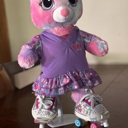 Build A Bear Valentines Retired Sweet Heart Hugs ~Tie Dye Pink Purple Hearts 17"with Outfit 