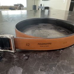 Magnanni Men’s Black Leather Belt 42”