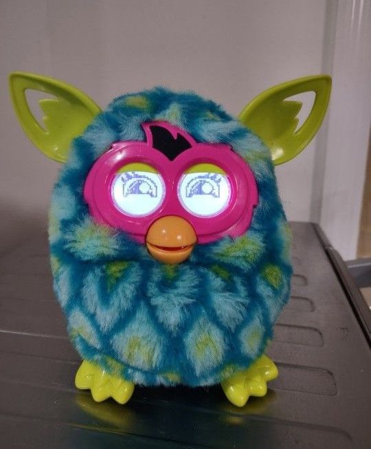 2012 Hasbro Furby Boom Blue & Green Interactive Talking Toy Works Cute.