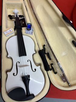 Nice 4/4 White Violin with New Bow, Digital Tuner, Shoulder Rest, Extra Strings $120 Firm