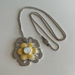 Silver necklace flower enamel