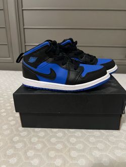 Air Jordan 1 Mid Royal Blue Black Sneakers (Size  10c)