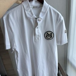 White Moncler Big Logo Polo Shirt
