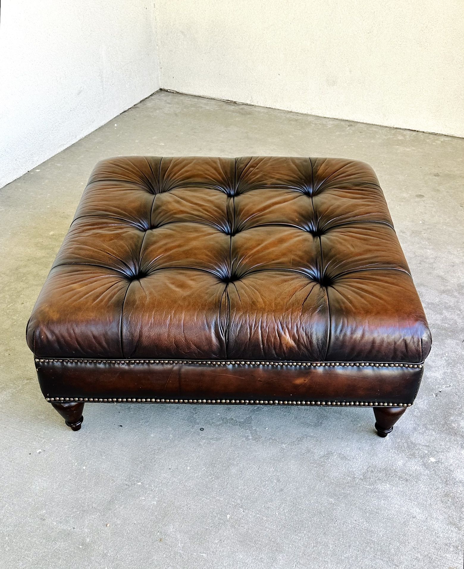 Bernhardt Leather Tufted Ottoman