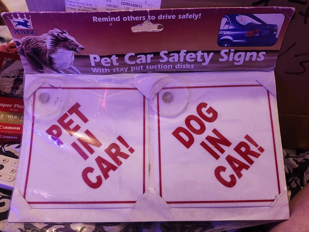 Pet In Car Safety Signs With Suction Cups