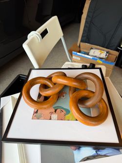 Decorative Wood Chain Link Sculpture — Hand-Carved