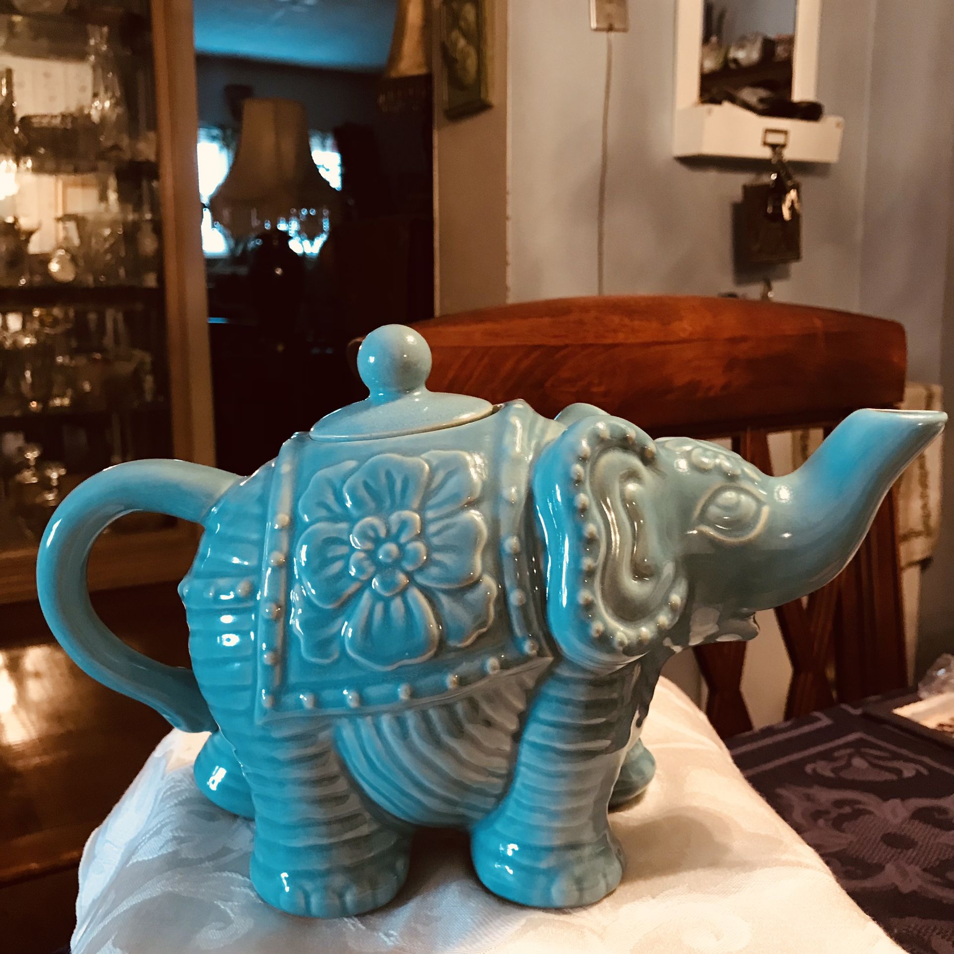 Calypso St Barts Target, Turquoise Elephant Teapot 12’ Inches In Length