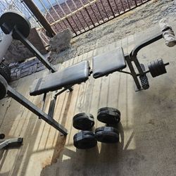 Gym Set Weight Bench Dumbells 