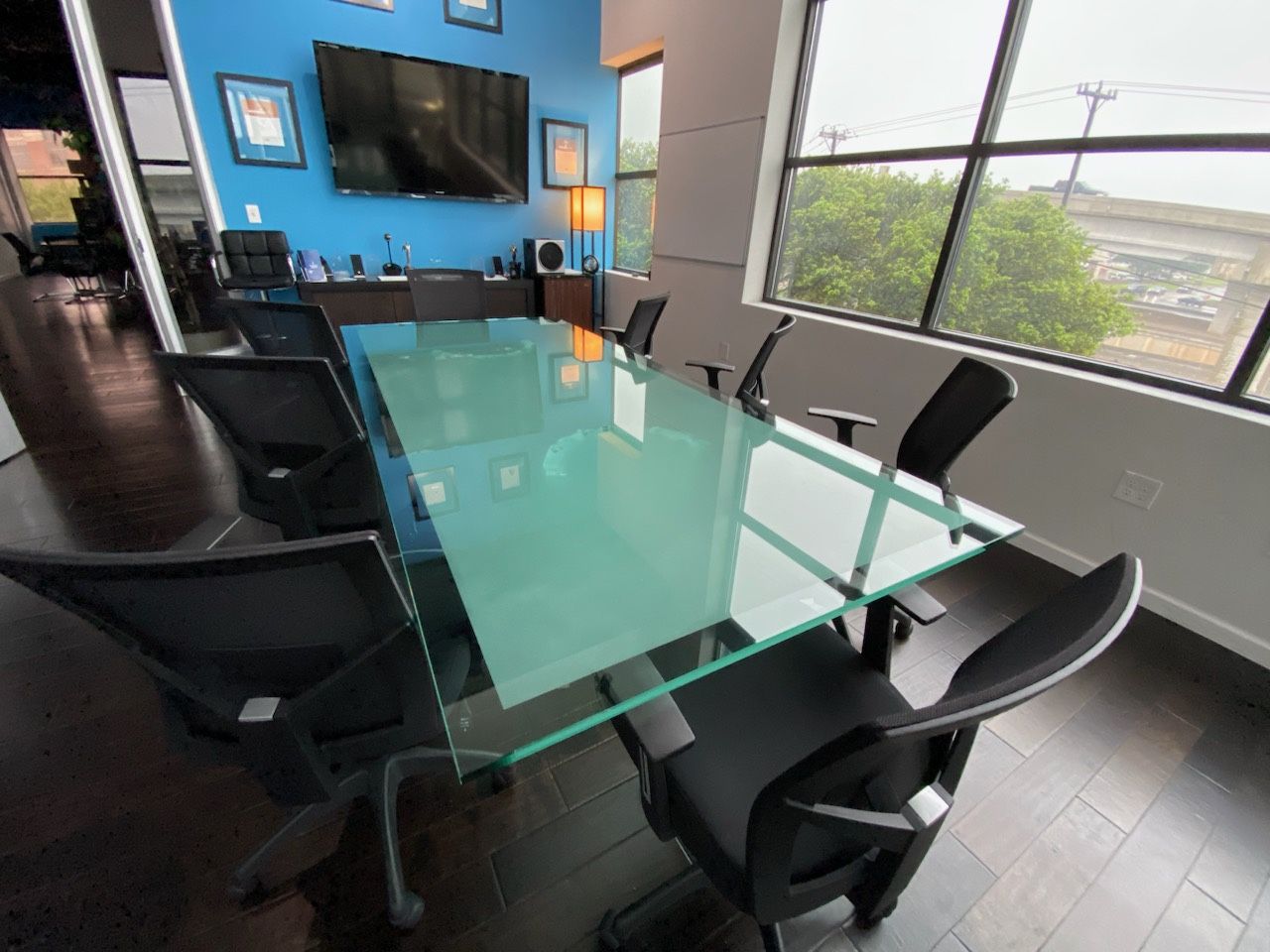 STUNNING GLASS Conference Table With All Glass Stands (No Chairs) PAID