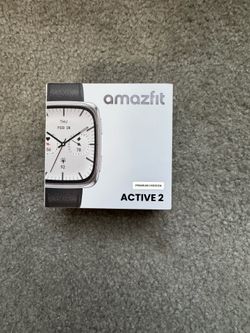 Amazfit Active 2 Premium Smart Watch (Square) 10 Day Battery, Black Leather NEW