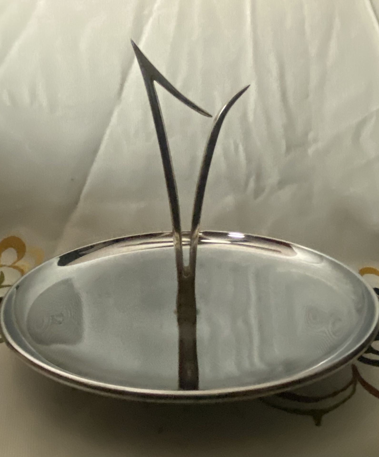 Vintage Kromex Tidbit Tray With Goldtone Handle Chrome Serving Dish Retro Tray