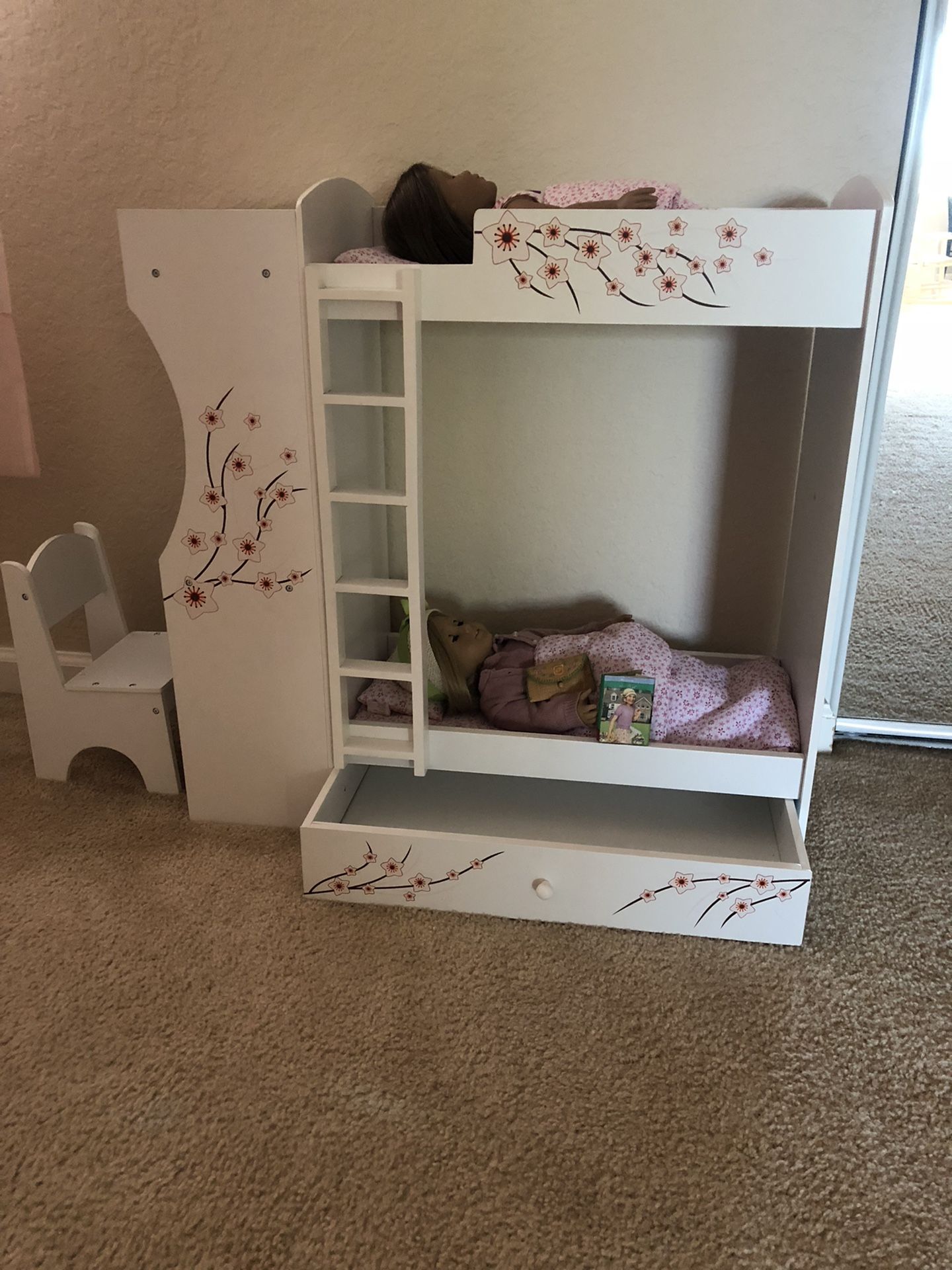 Doll Bunk Bed With Desk,chair & Draw For Clothes 