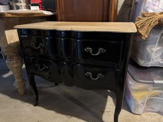 Antique Black Gloss Chest W Drawers And Beige Top
