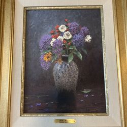 Thomas Kinkade Lilac Bouquet 12x16 #106/1950 S/N Canvas Antique Gold Frame